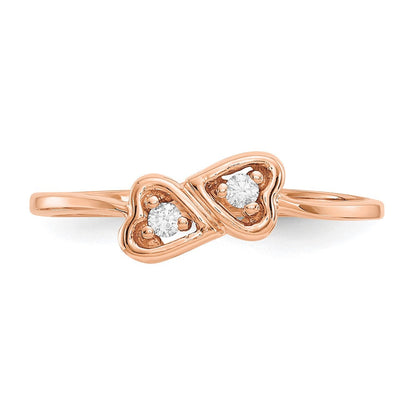 14K Roségold VS Herz-Ring mit echten Diamanten
