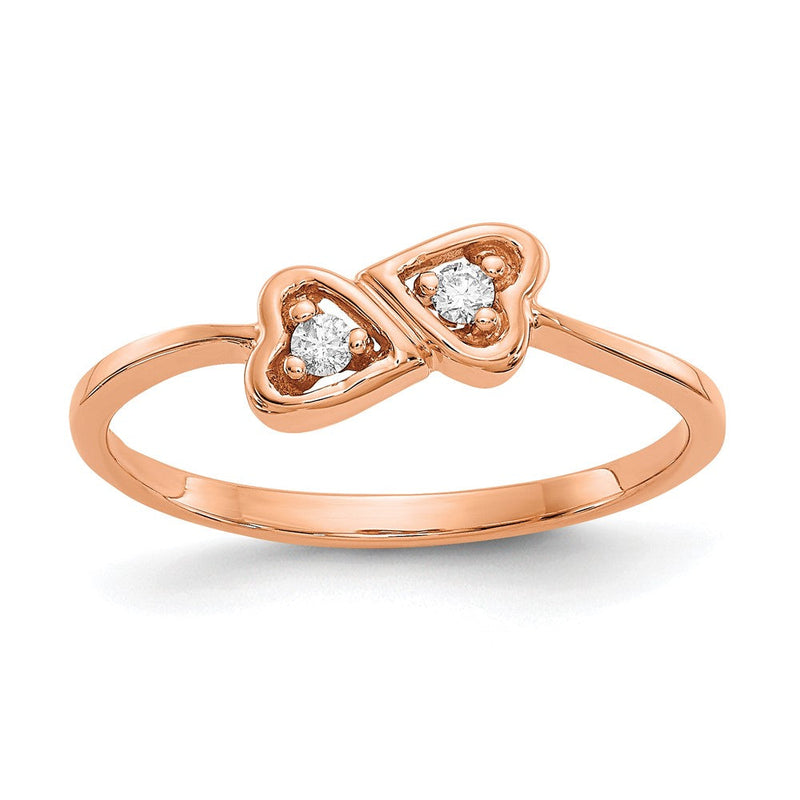 14K Roségold VS Herz-Ring mit echten Diamanten
