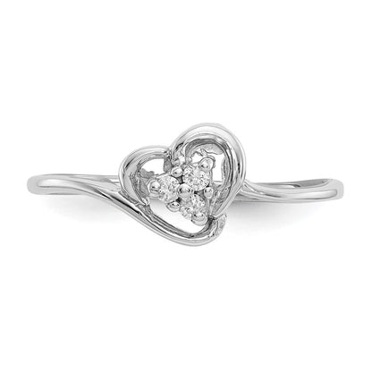 Ring aus 14K Weißgold mit Herz und echtem Diamant