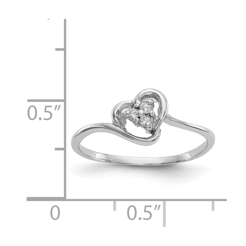 14K Weißgold Ring mit Herz aus poliertem AA-Diamant