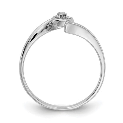 14K Weißgold-Ring mit natürlichen Diamanten in Herzform, AA