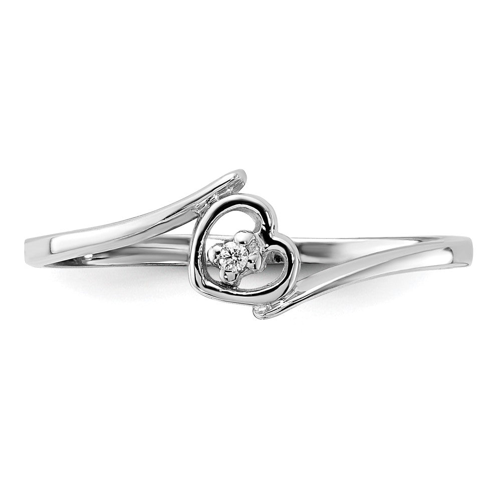 14K Weißgold-Ring mit natürlichen Diamanten in Herzform, AA