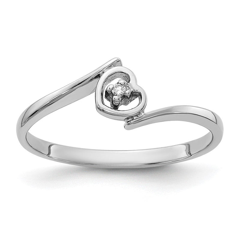 14K Weißgold Ring mit echtem Diamant-Herz