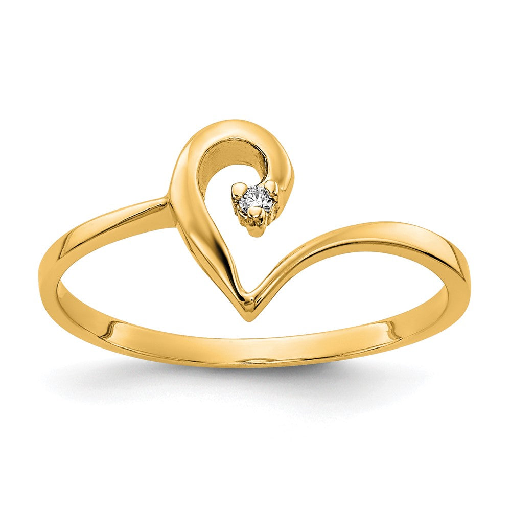 14K Gelbgold Poliert Diamant Herz Ring
