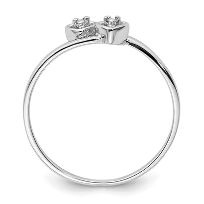14K Weißgold Herzring mit echtem Diamant VS