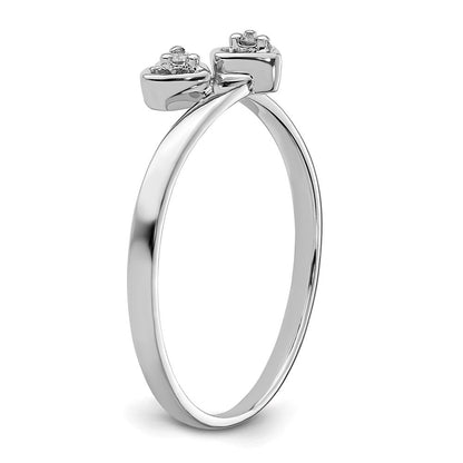 14K Weißgold Herzring mit echtem Diamant VS