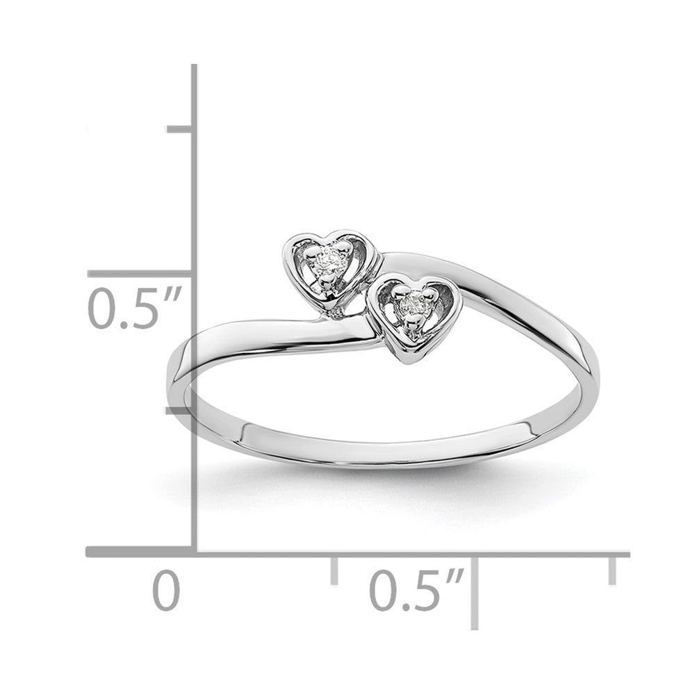 14K Weißgold Ring Herz mit natürlichem Diamant, poliert, AA