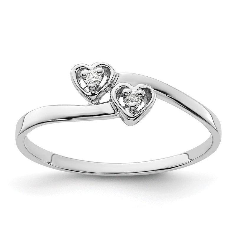 14K Weißgold Herzring mit echtem Diamant VS
