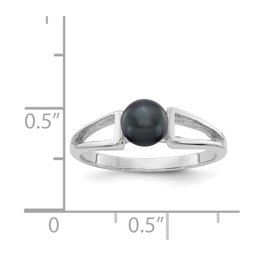 14K Weißgold Ring mit 5,5 mm schwarzer FW-Zuchtperle