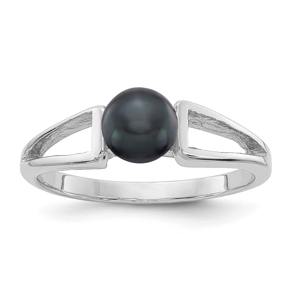 14K Weißgold Ring mit 5,5 mm schwarzer FW-Zuchtperle