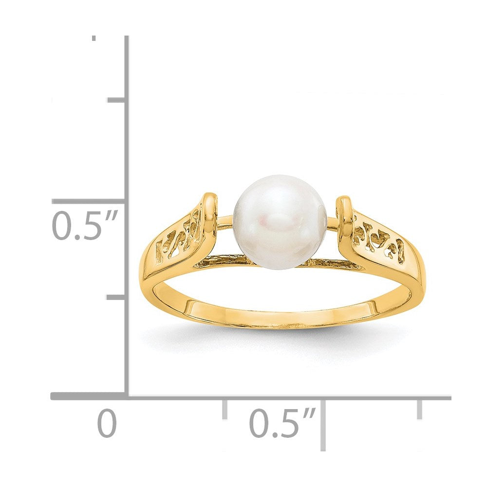 14K Gelbgold Ring mit 6 mm Süßwasser-Zuchtperle