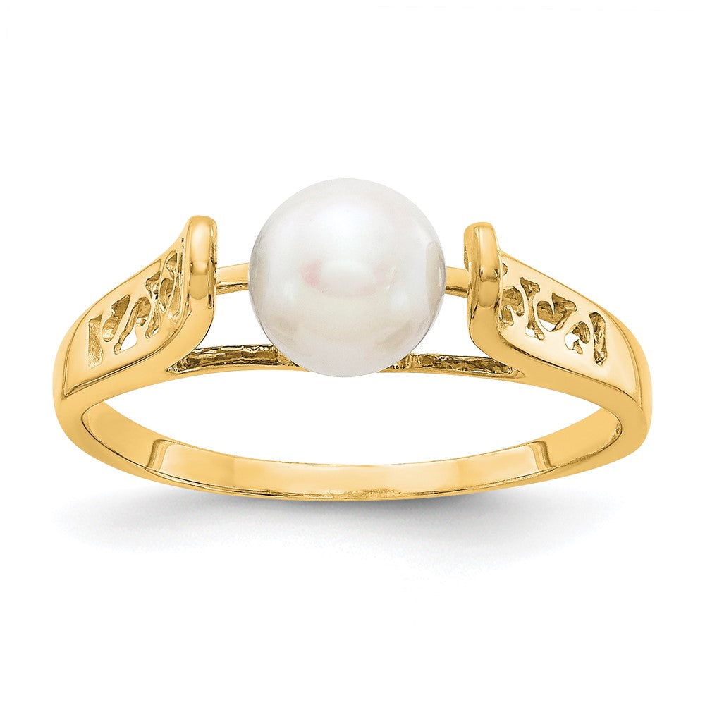 14K Gelbgold Ring mit 6 mm Süßwasser-Zuchtperle