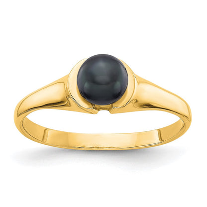14K Gelbgold Ring mit schwarzer FW-Zuchtperle
