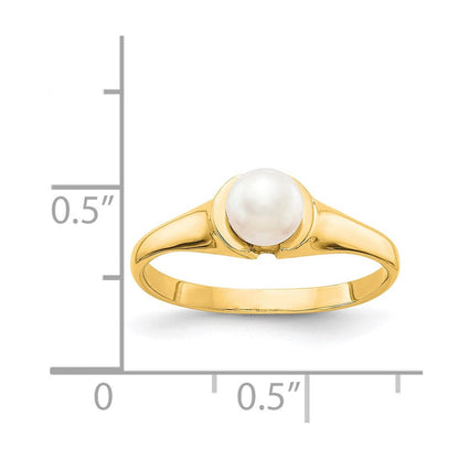 14K Gelbgold Ring mit 5 mm Süßwasser-Zuchtperle