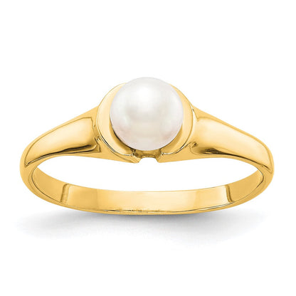 14K Gelbgold Ring mit 5 mm Süßwasser-Zuchtperle
