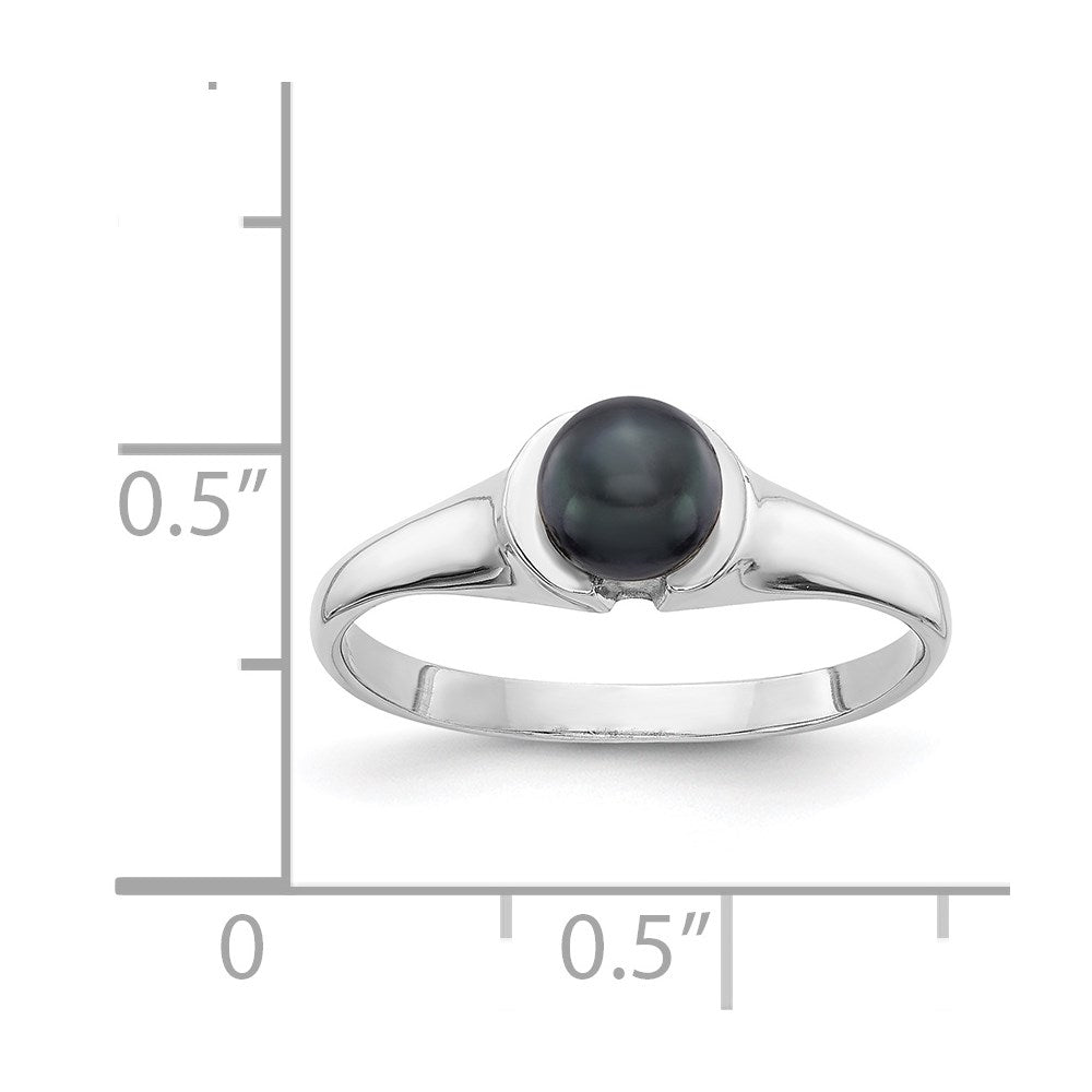14K Weißgold Ring mit 5 mm schwarzer FW Zuchtperle