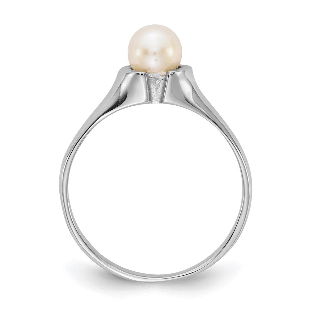 14K Weißgold Ring mit 5 mm Süßwasser-Zuchtperle