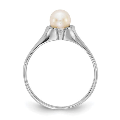 14K Weißgold Ring mit 5 mm Süßwasser-Zuchtperle