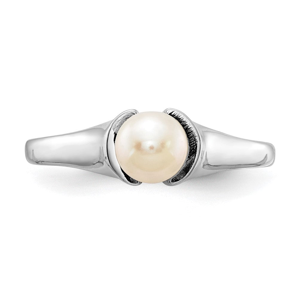 14K Weißgold Ring mit 5 mm Süßwasser-Zuchtperle