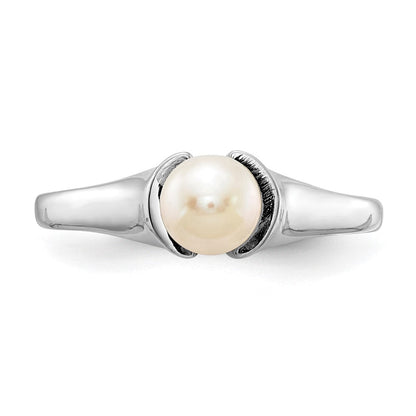 14K Weißgold Ring mit 5 mm Süßwasser-Zuchtperle