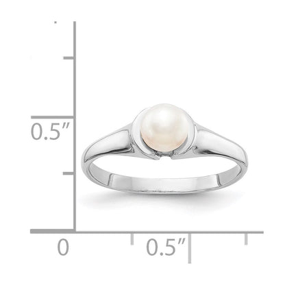 14K Weißgold Ring mit 5 mm Süßwasser-Zuchtperle