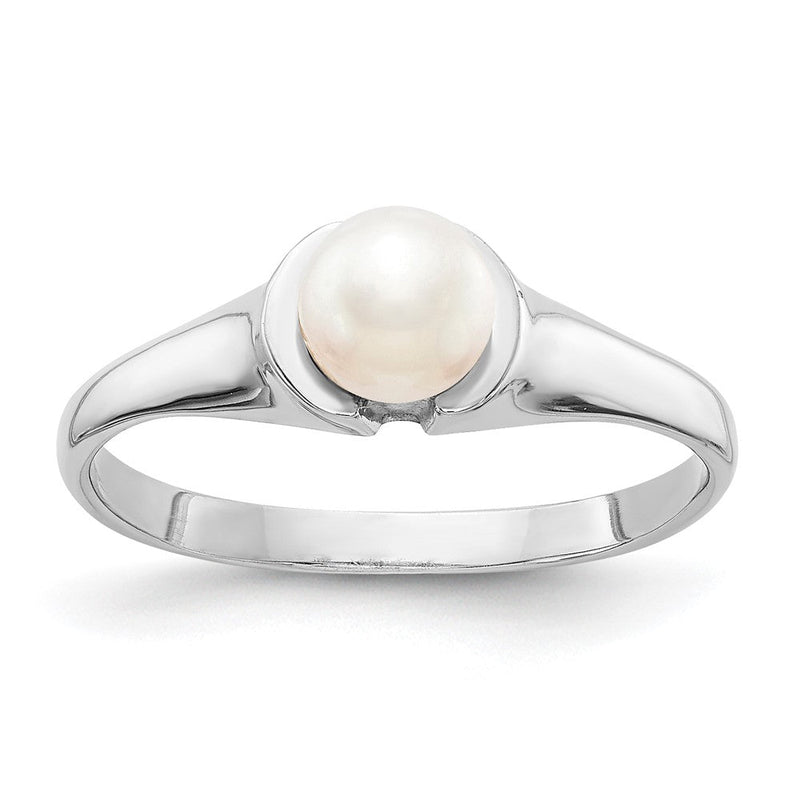 14K Weißgold Ring mit 5 mm Süßwasser-Zuchtperle