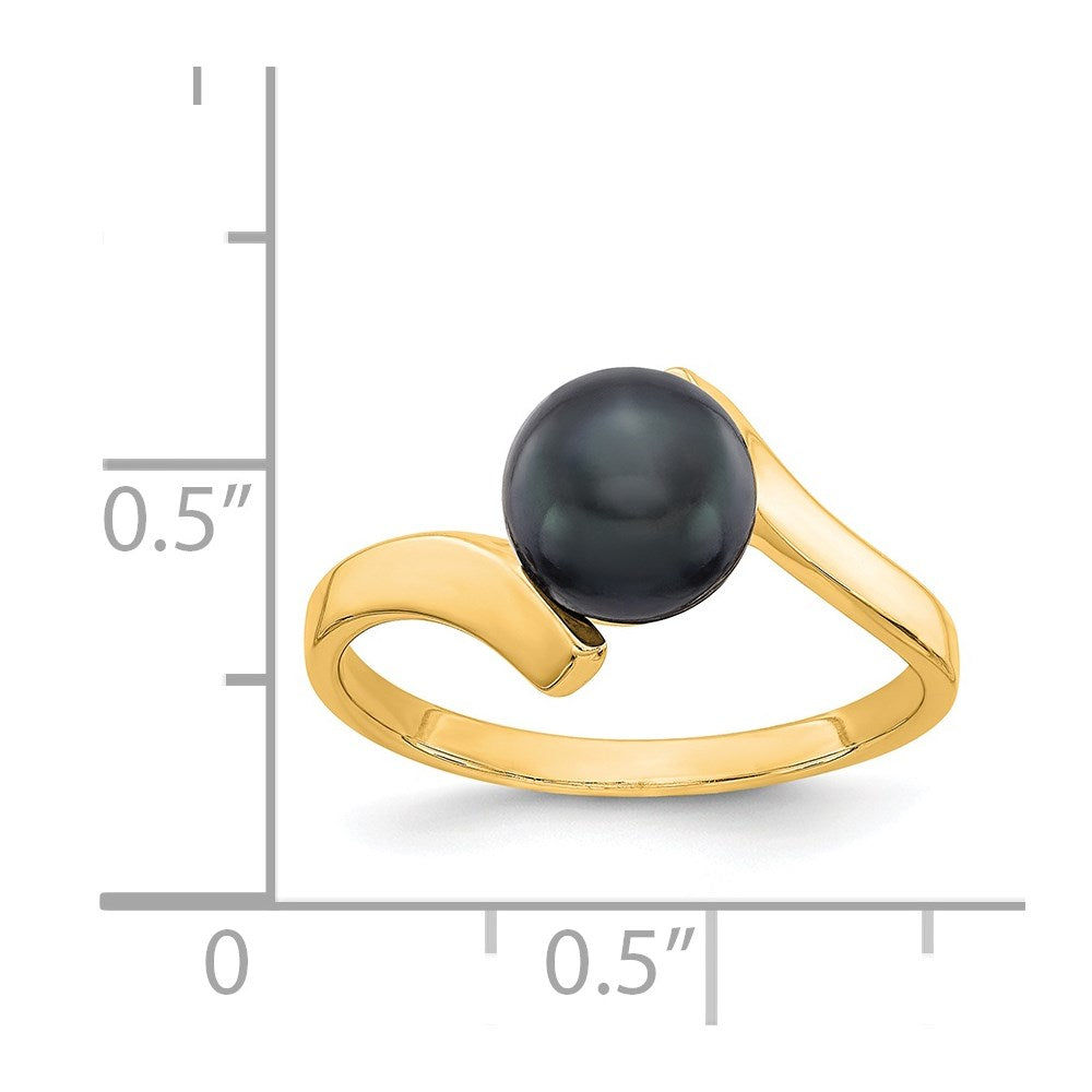 14K Gelbgold Ring mit schwarzer Süßwasser-Zuchtperle