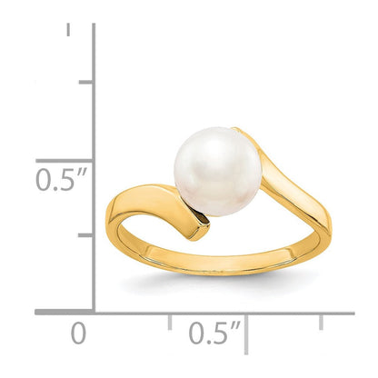 14K Gelbgold Ring mit 7 mm Süßwasser-Zuchtperle