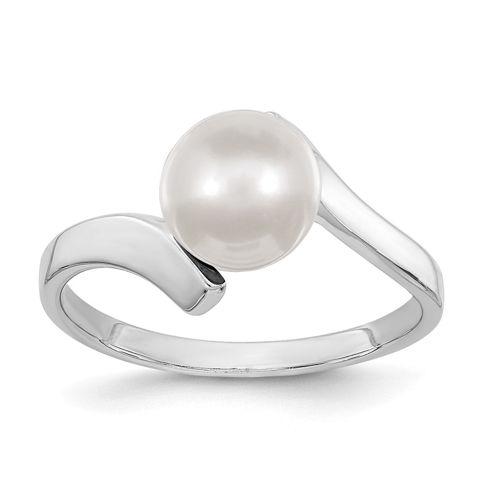 14K Weißgold Ring mit 7 mm Süßwasserzuchtperle
