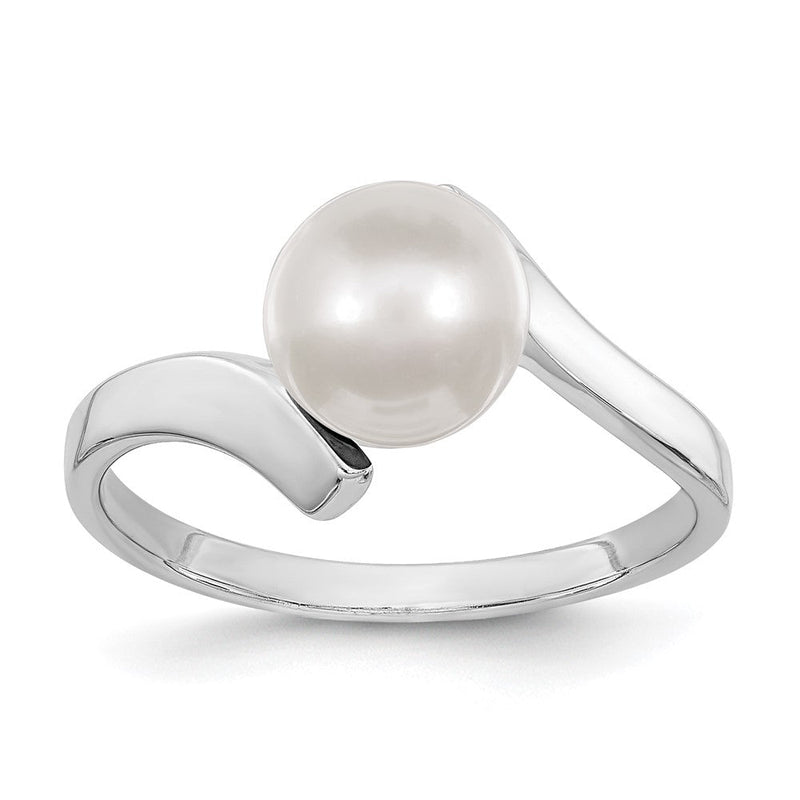 14K Weißgold Ring mit 7 mm Süßwasserzuchtperle