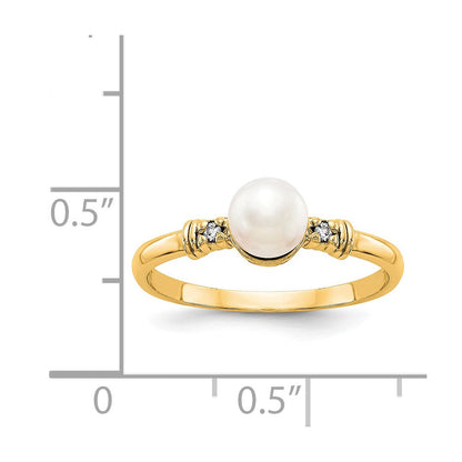 14K Gelbgold Fw Zuchtperle Diamant Ring