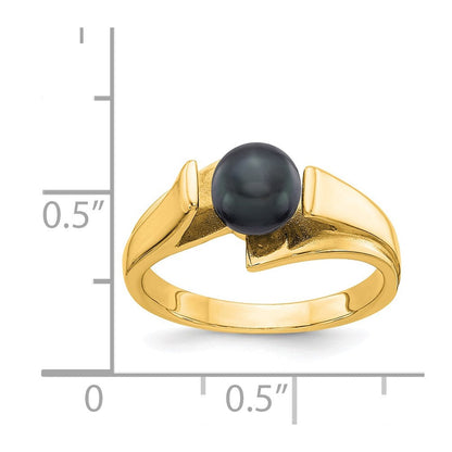 14K Gelbgold Ring mit schwarzen FW-Zuchtperlen