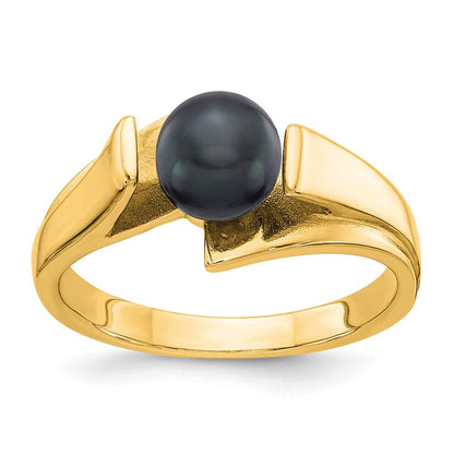 14K Gelbgold Ring mit schwarzen FW-Zuchtperlen