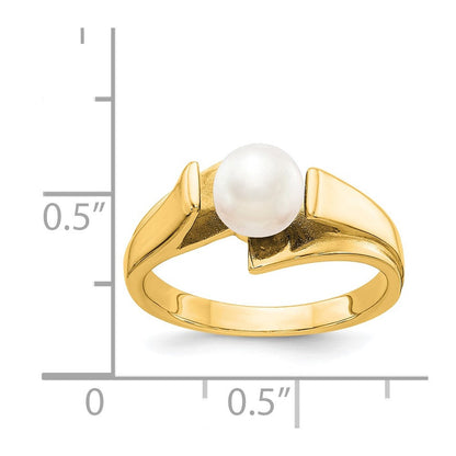 14K Gelbgold Ring mit 6 mm Süßwasser-Zuchtperle