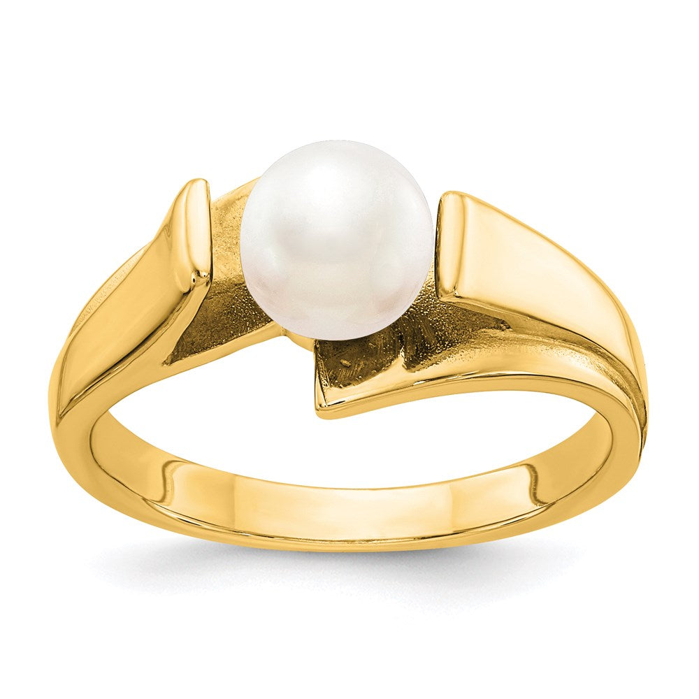 14K Gelbgold Ring mit 6 mm Süßwasser-Zuchtperle