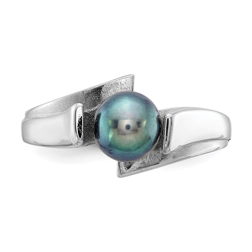 14K Weißgold Ring mit 6 mm schwarzer FW-Zuchtperle