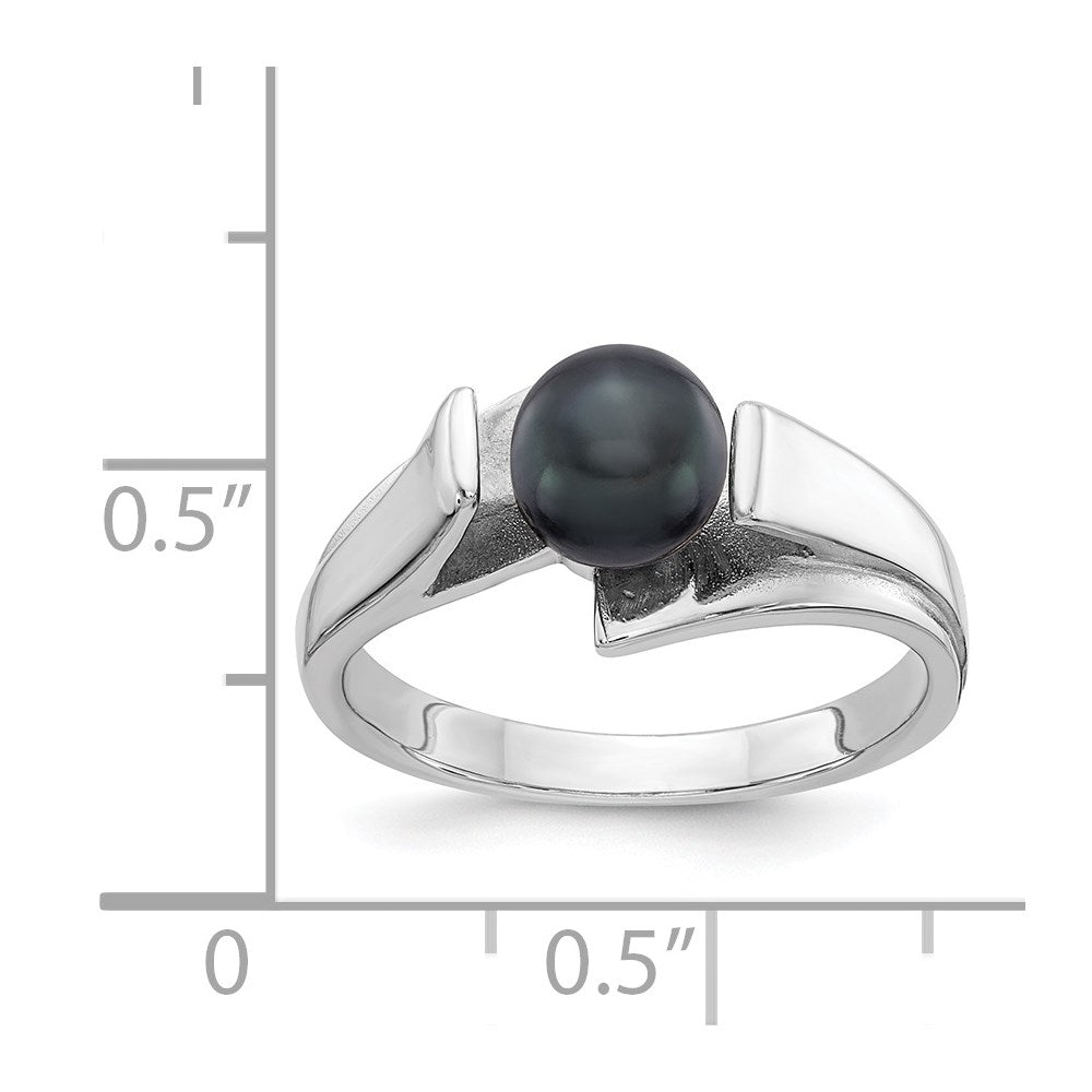14K Weißgold Ring mit 6 mm schwarzer FW-Zuchtperle