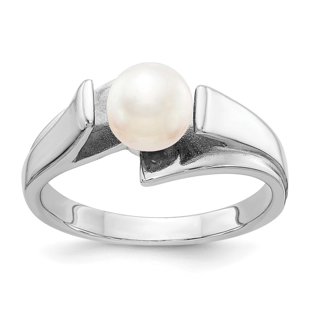 14K Weißgold Ring mit 6 mm Süßwasser-Zuchtperle