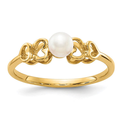 14K Gelbgold Ring mit 4mm Süßwasser-Zuchtperle