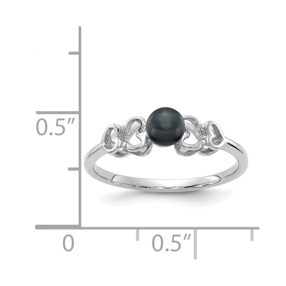 14K Weißgold Ring mit 4 mm schwarzen Süßwasser-Zuchtperlen