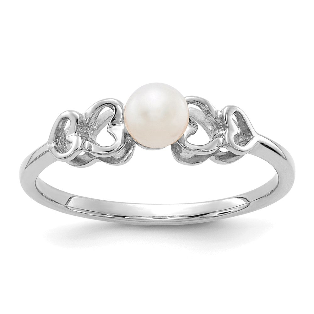 4-mm-Ring aus 14K Weißgold mit kultivierter Süßwasserperle