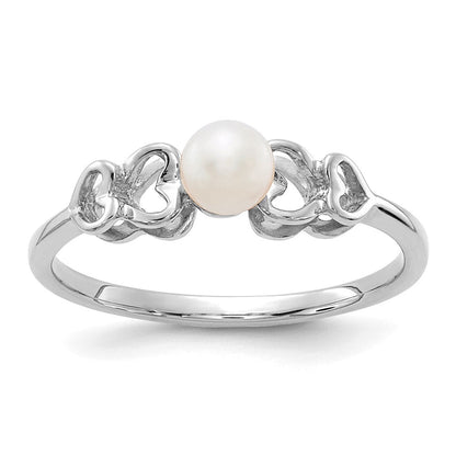 4-mm-Ring aus 14K Weißgold mit kultivierter Süßwasserperle