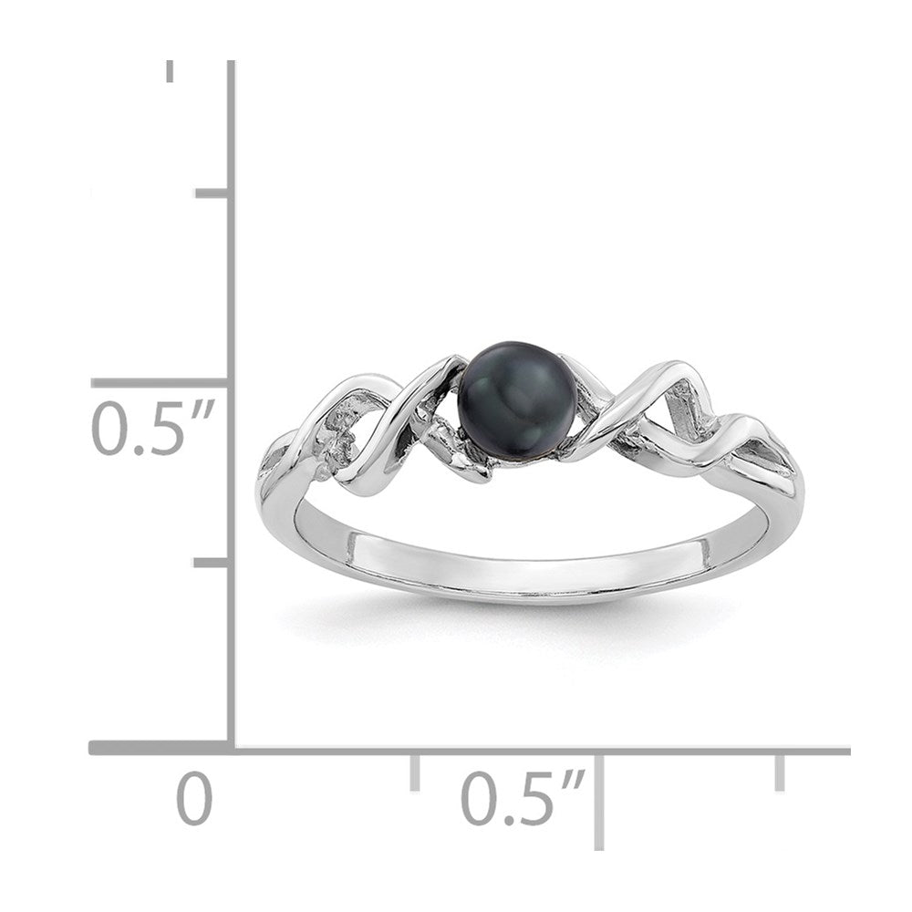 14K Weißgold Ring mit 4 mm schwarzer FW Zuchtperle