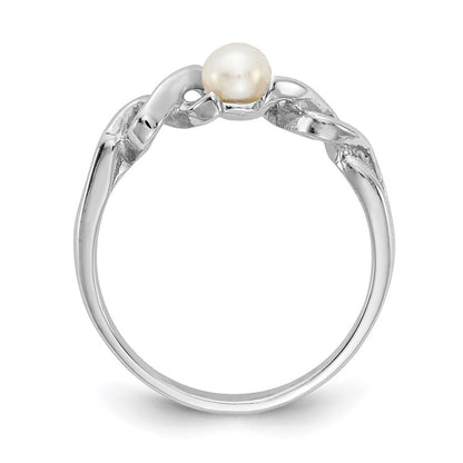 14K Weißgold Ring mit 4 mm gezüchteter Süßwasserperle