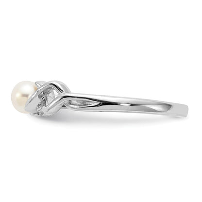 14K Weißgold Ring mit 4 mm gezüchteter Süßwasserperle