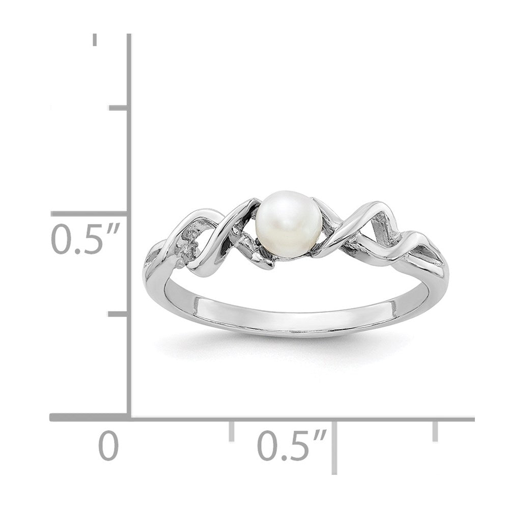 14K Weißgold Ring mit 4 mm gezüchteter Süßwasserperle