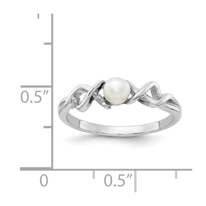 14K Weißgold Ring mit 4 mm gezüchteter Süßwasserperle