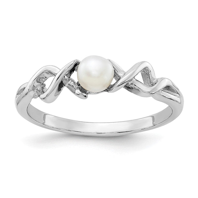 14K Weißgold Ring mit 4 mm gezüchteter Süßwasserperle
