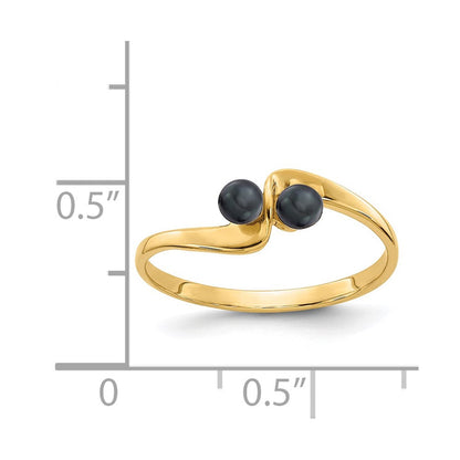 14K Gelbgold Ring, 3 mm, schwarze FW-Zuchtperle