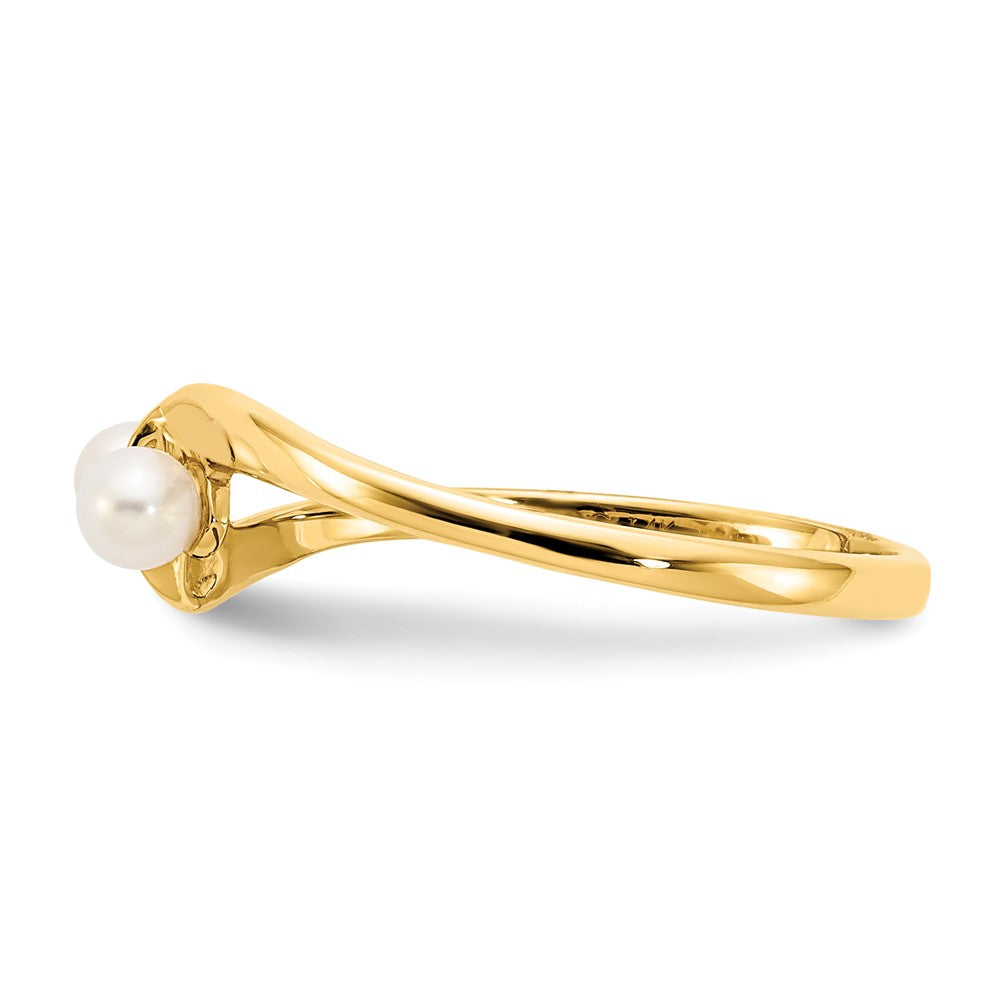 14K Gelbgold 3 mm Süßwasserzuchtperlen-Ring